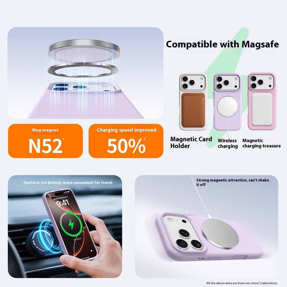 Til iPhone 18 Pro / 17 Pro cover, kompatibel med MagSafe Hudvenlig flydende silikone + PC-telefoncover