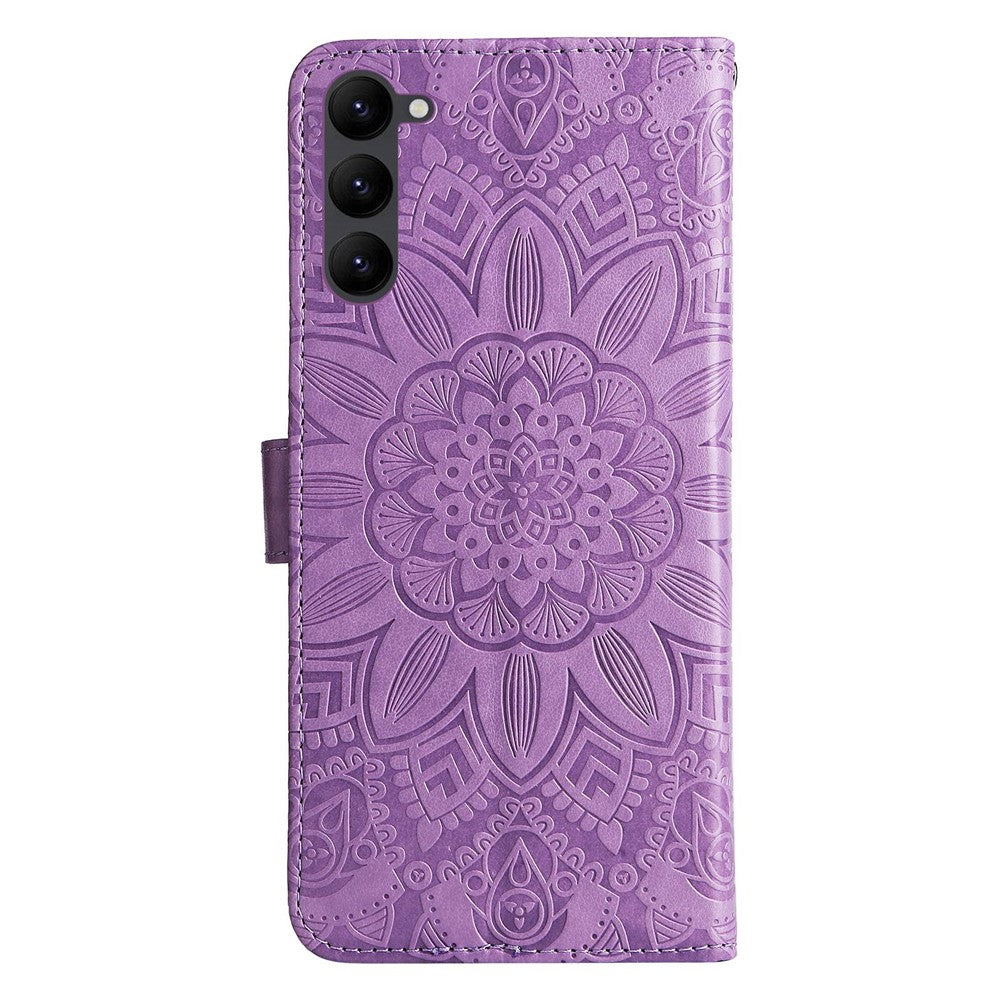 Samsung Galaxy S23 Reptåligt PU-läder med solrostryck, stativ, magnetisk stängning och handrem