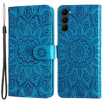 Samsung Galaxy S23 Reptåligt PU-läder med solrostryck, stativ, magnetisk stängning och handrem