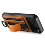 SUTENI H13 For iPhone 17 Pro Case Card Holder Wristband Waxy Texture Leather + TPU + PC Cover
