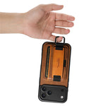 SUTENI H13 For iPhone 17 Pro Case Card Holder Wristband Waxy Texture Leather + TPU + PC Cover