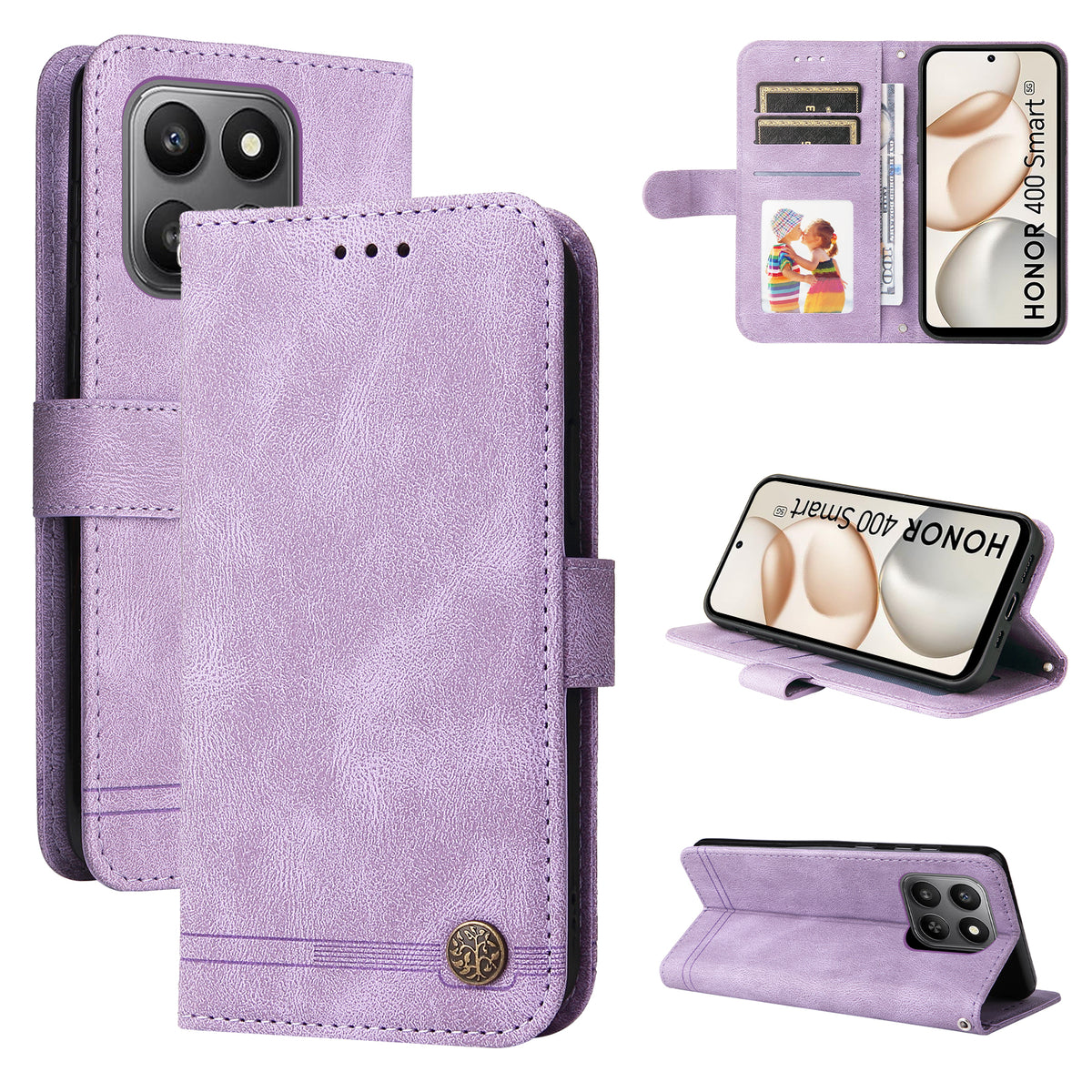 For Honor 400 Smart 5G / 4G / X7d 4G Leather Wallet Cases Skin Touch Phone Cover Stand with Strap