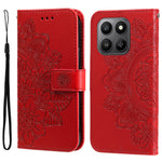 For Honor 400 Smart 5G / 4G / X7d 4G Cover Blomstret mønster PU læder tegnebog stander telefoncover