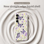 Samsung Galaxy A18 5G / A18 4G / A17 5G / A17 4G skal lila fjärilsmönster tryck rak kant TPU mobil baksida