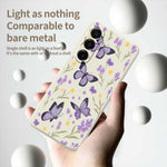 Samsung Galaxy A18 5G / A18 4G / A17 5G / A17 4G skal lila fjärilsmönster tryck rak kant TPU mobil baksida