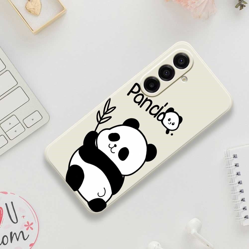 For Samsung Galaxy A18 5G / A18 4G / A17 5G / A17 4G Case Panda Pattern Printing Straight Edge TPU Phone Back Cover