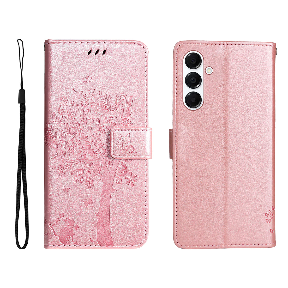 For Samsung Galaxy A18 5G / A17 5G / A26 5G / A16 5G / A16 4G Phone Case with Stand Cat Tree Pattern Leather Wallet Mobile Cover