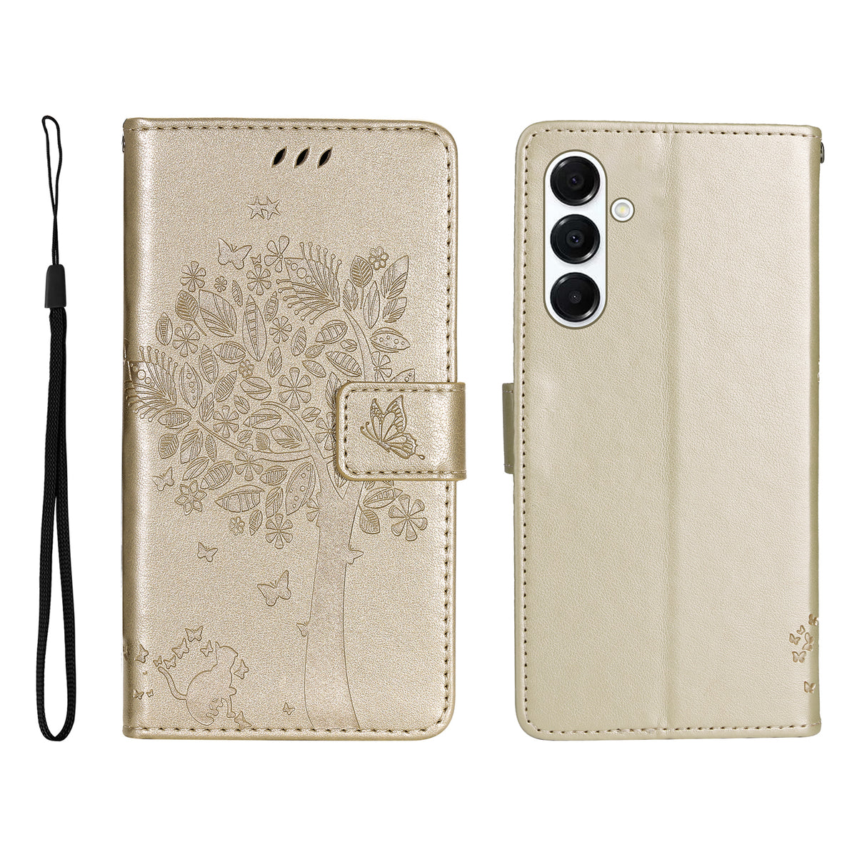 For Samsung Galaxy A18 5G / A17 5G / A26 5G / A16 5G / A16 4G Phone Case with Stand Cat Tree Pattern Leather Wallet Mobile Cover