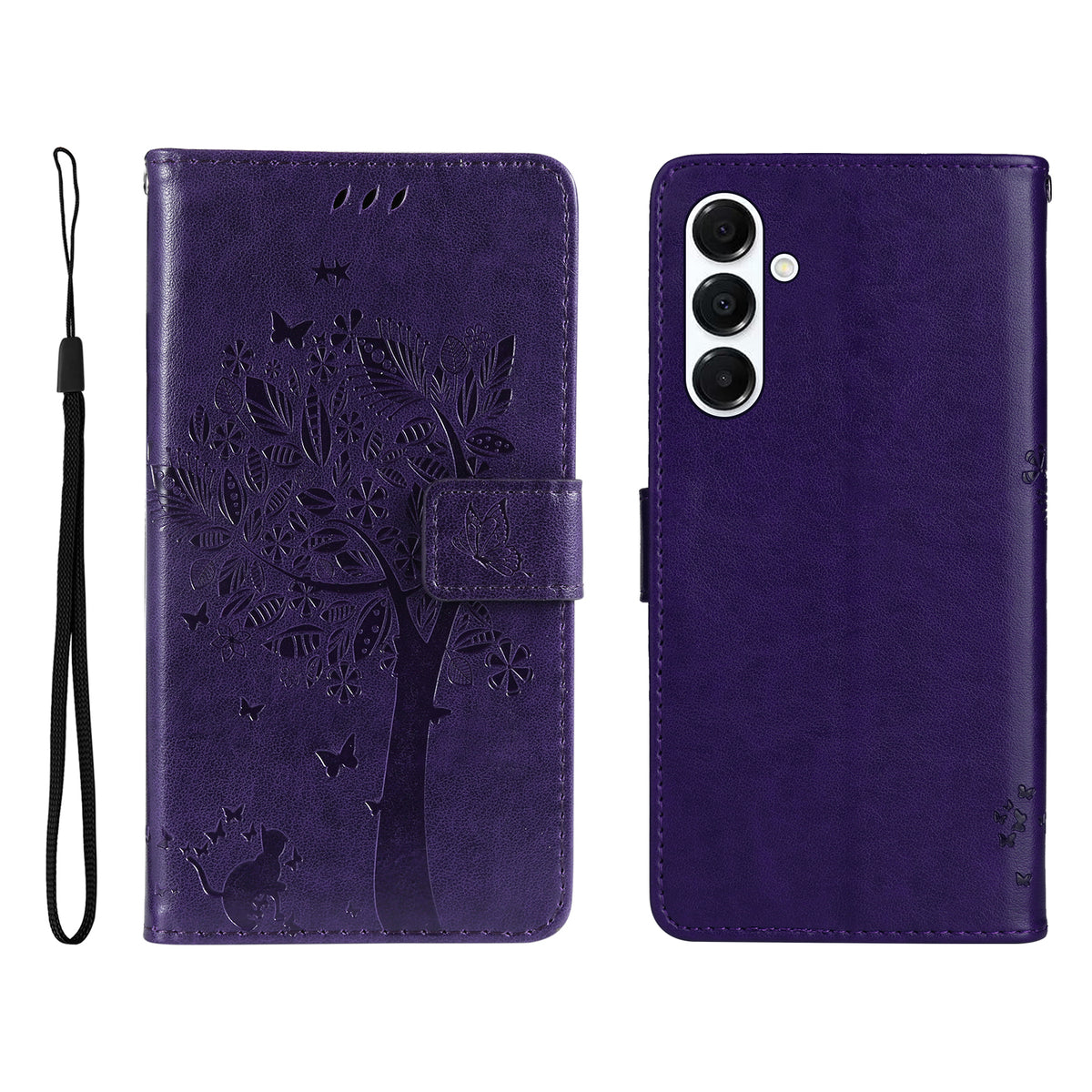 For Samsung Galaxy A18 5G / A17 5G / A26 5G / A16 5G / A16 4G Phone Case with Stand Cat Tree Pattern Leather Wallet Mobile Cover