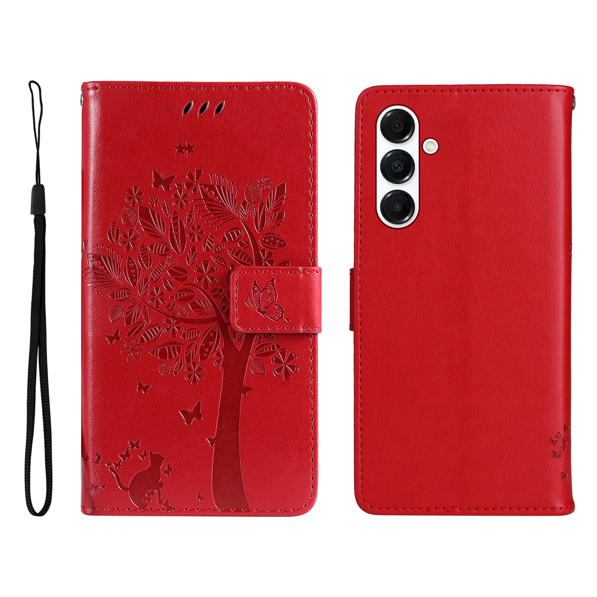 For Samsung Galaxy A18 5G / A17 5G / A26 5G / A16 5G / A16 4G Phone Case with Stand Cat Tree Pattern Leather Wallet Mobile Cover