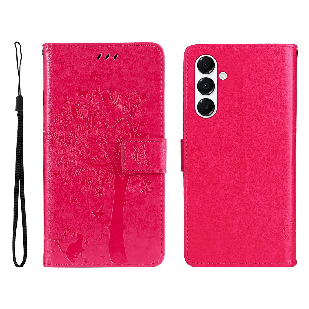 For Samsung Galaxy A18 5G / A17 5G / A26 5G / A16 5G / A16 4G Phone Case with Stand Cat Tree Pattern Leather Wallet Mobile Cover