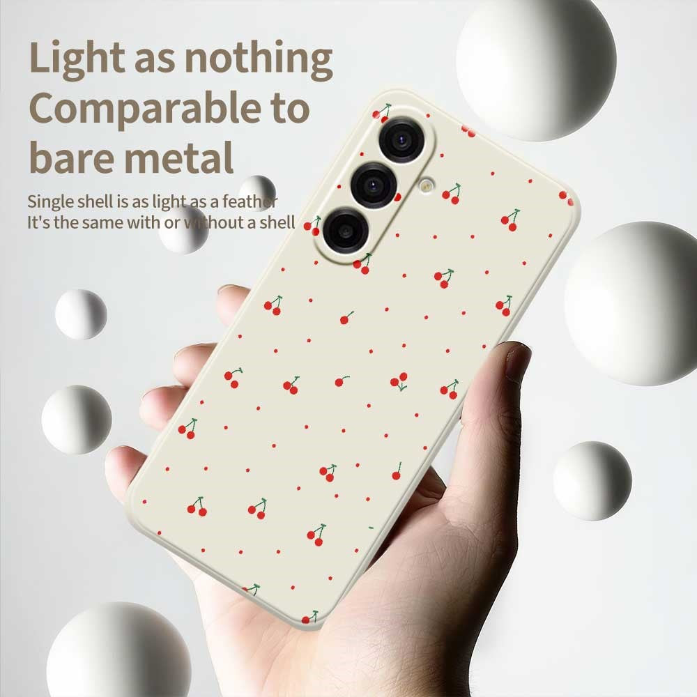 Til Samsung Galaxy A18 5G / A18 4G / A17 5G / A17 4G Cover med Røde Kirsebær og Lige Kant TPU Telefon Bagcover