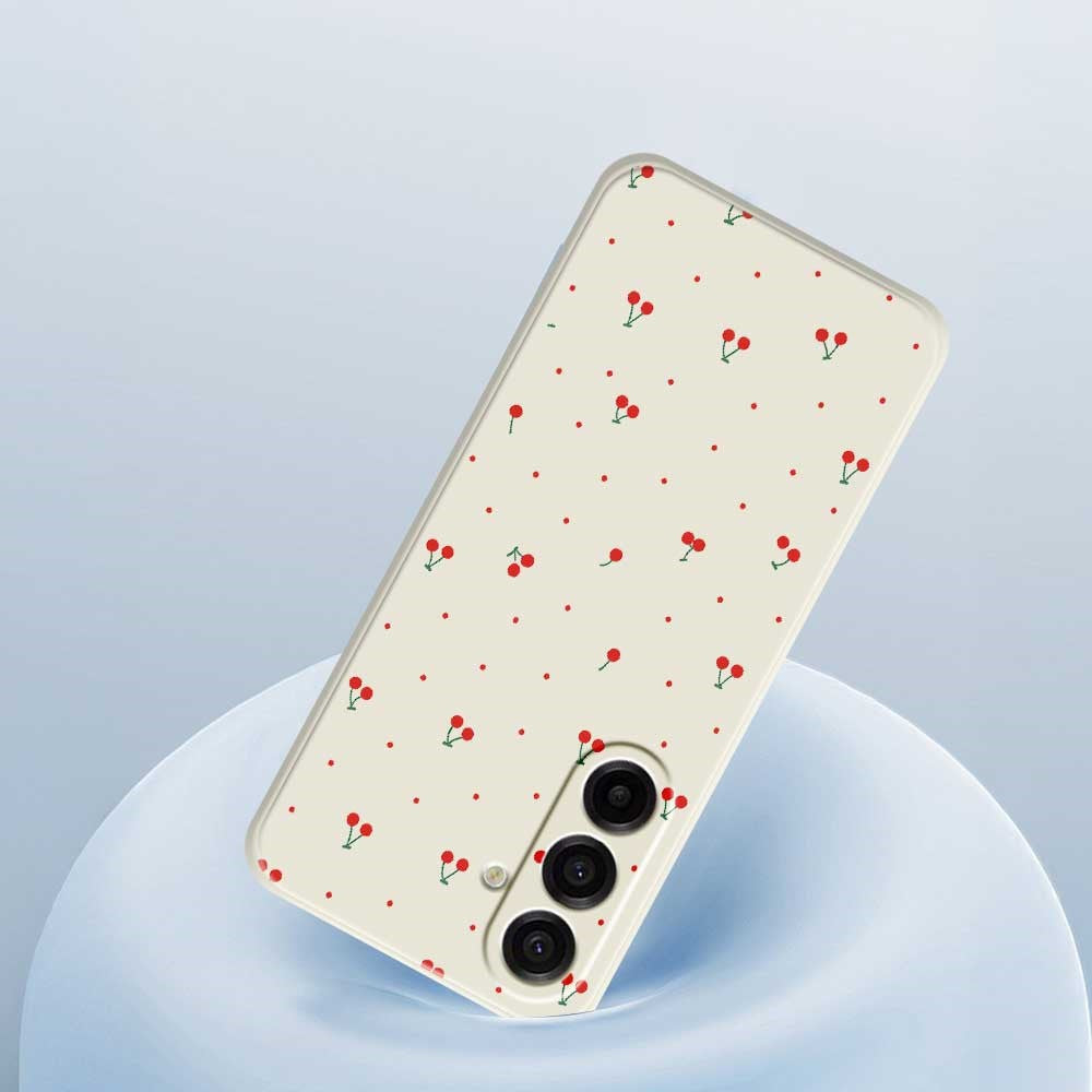 Til Samsung Galaxy A18 5G / A18 4G / A17 5G / A17 4G Cover med Røde Kirsebær og Lige Kant TPU Telefon Bagcover