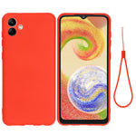 Til Samsung Galaxy A04 4G (164,4 x 76,3 x 9,1 mm) Flydende Silikone Telefoncover Ridsefast Blødt Fiberfor Kamerabeskyttelsescover med Rem