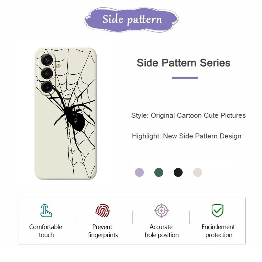 Til Samsung Galaxy A18 5G / A18 4G / A17 5G / A17 4G Cover Spider Mønster Printet Lige Kant TPU Telefon Bagcover
