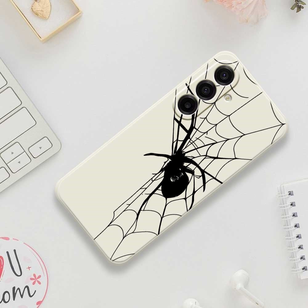 Til Samsung Galaxy A18 5G / A18 4G / A17 5G / A17 4G Cover Spider Mønster Printet Lige Kant TPU Telefon Bagcover