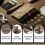 CASEME For iPhone 17 Wallet Case C30 Leather Phone Cover with 10 Card Holder Zipper Pocket