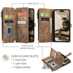 CASEME For iPhone 17 Wallet Case C30 Leather Phone Cover with 10 Card Holder Zipper Pocket
