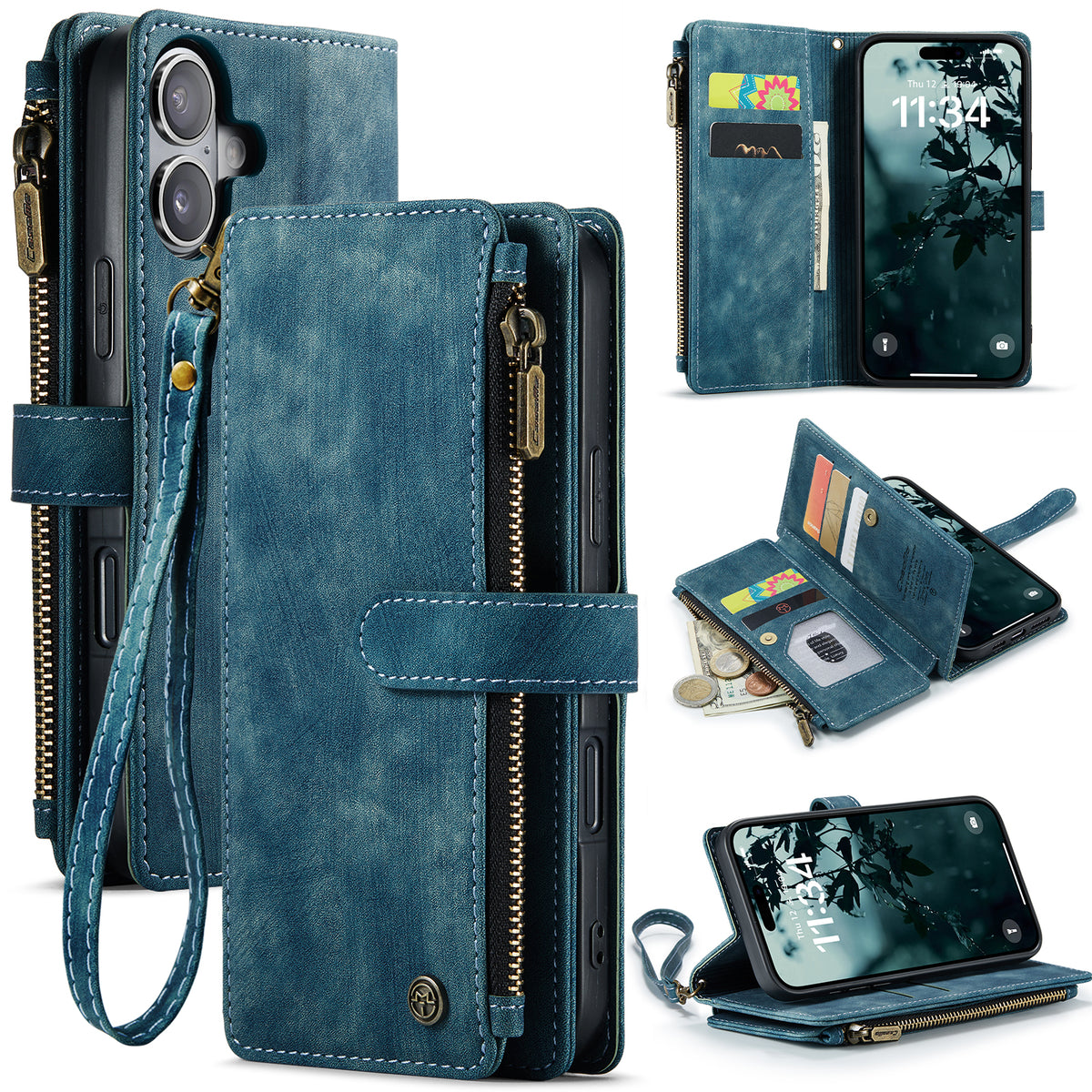 CASEME For iPhone 17 Wallet Case C30 Leather Phone Cover with 10 Card Holder Zipper Pocket