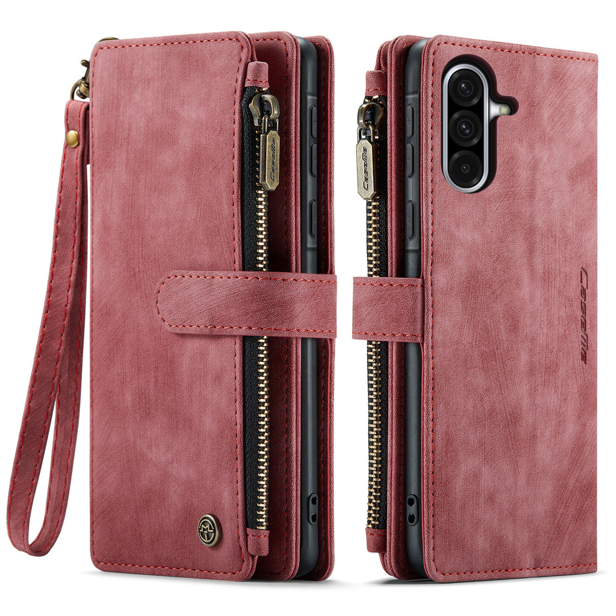 CASEME För Samsung Galaxy A18 5G / A18 4G / A17 5G / A17 4G mobilskal med Rem C30 Dragkedja Flera Korthållare PU-läderfodral
