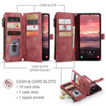 CASEME För Samsung Galaxy A18 5G / A18 4G / A17 5G / A17 4G mobilskal med Rem C30 Dragkedja Flera Korthållare PU-läderfodral