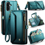 CASEME För Samsung Galaxy A18 5G / A18 4G / A17 5G / A17 4G Läderfodral C36 Dragkedja 10 Kortfack mobilskal med Remmar