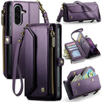 CASEME För Samsung Galaxy A18 5G / A18 4G / A17 5G / A17 4G Läderfodral C36 Dragkedja 10 Kortfack mobilskal med Remmar