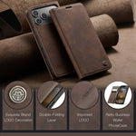 CASEME For iPhone 18 Pro / 17 Pro Wallet Case  013 Series PU Leather Phone Cover Stand