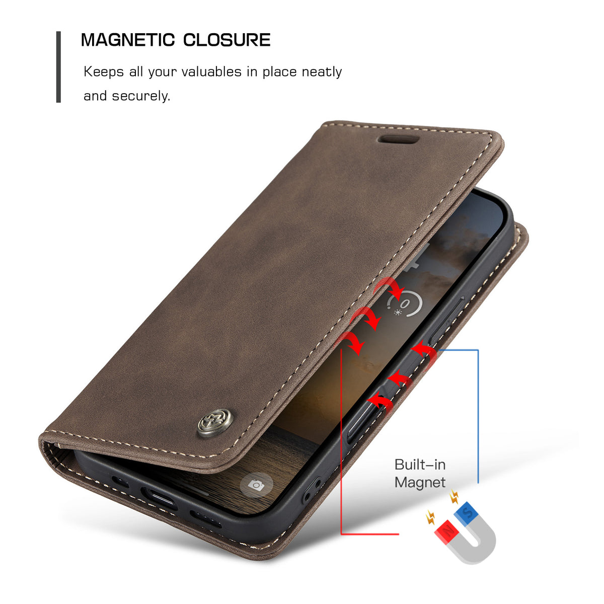 CASEME For iPhone 18 Pro / 17 Pro Wallet Case  013 Series PU Leather Phone Cover Stand