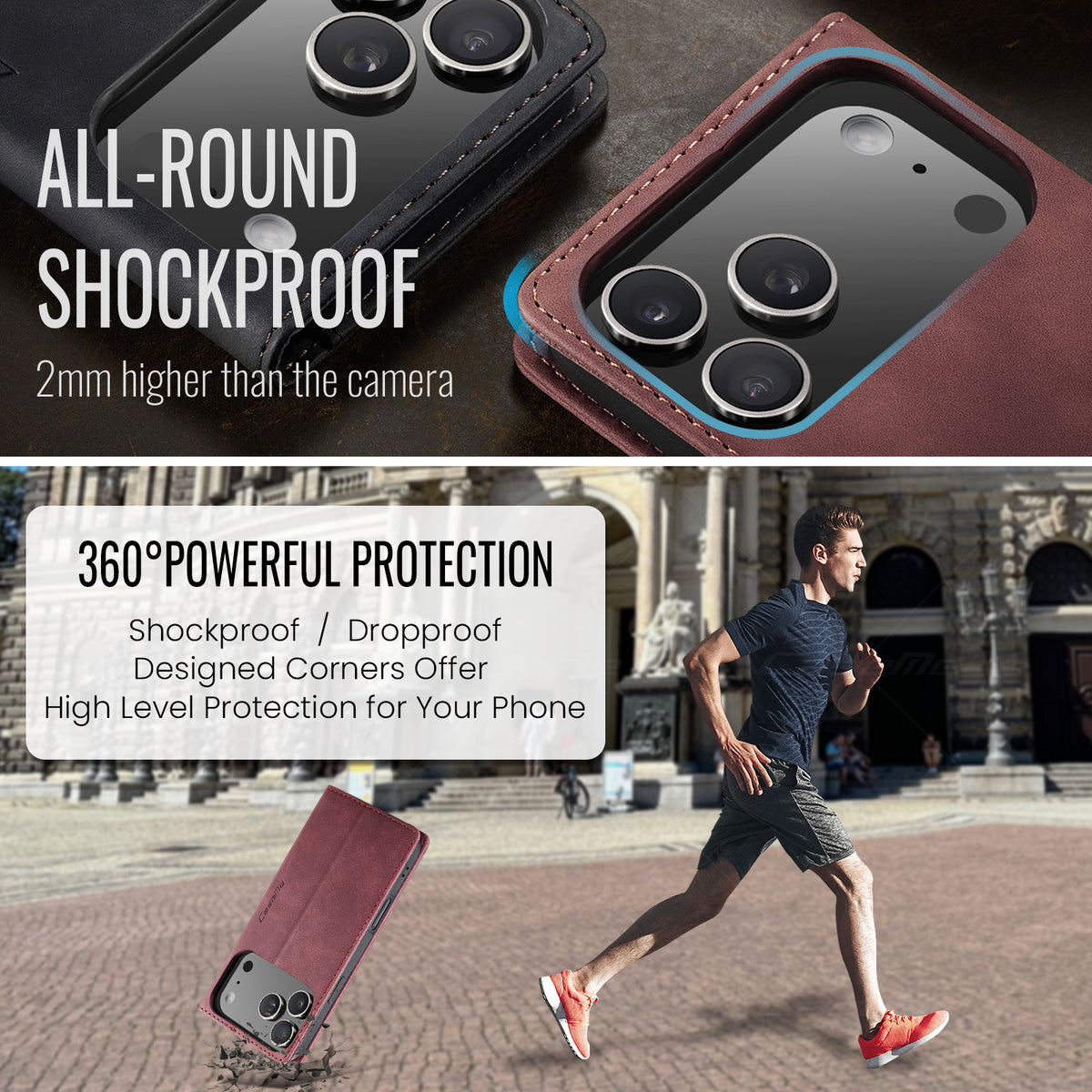 CASEME 013 iPhone 18 Pro / 17 Pro Plånboksfodral med Ställ - Röd