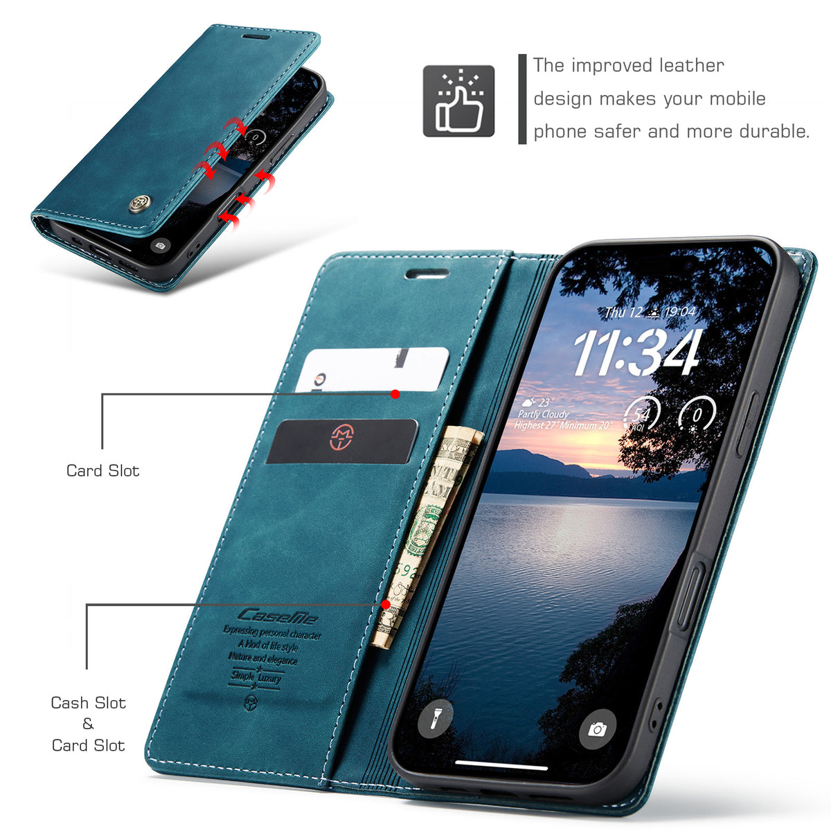 CASEME For iPhone 18 Pro Max / 17 Pro Max Wallet Case  013 Series PU Leather Phone Cover Stand
