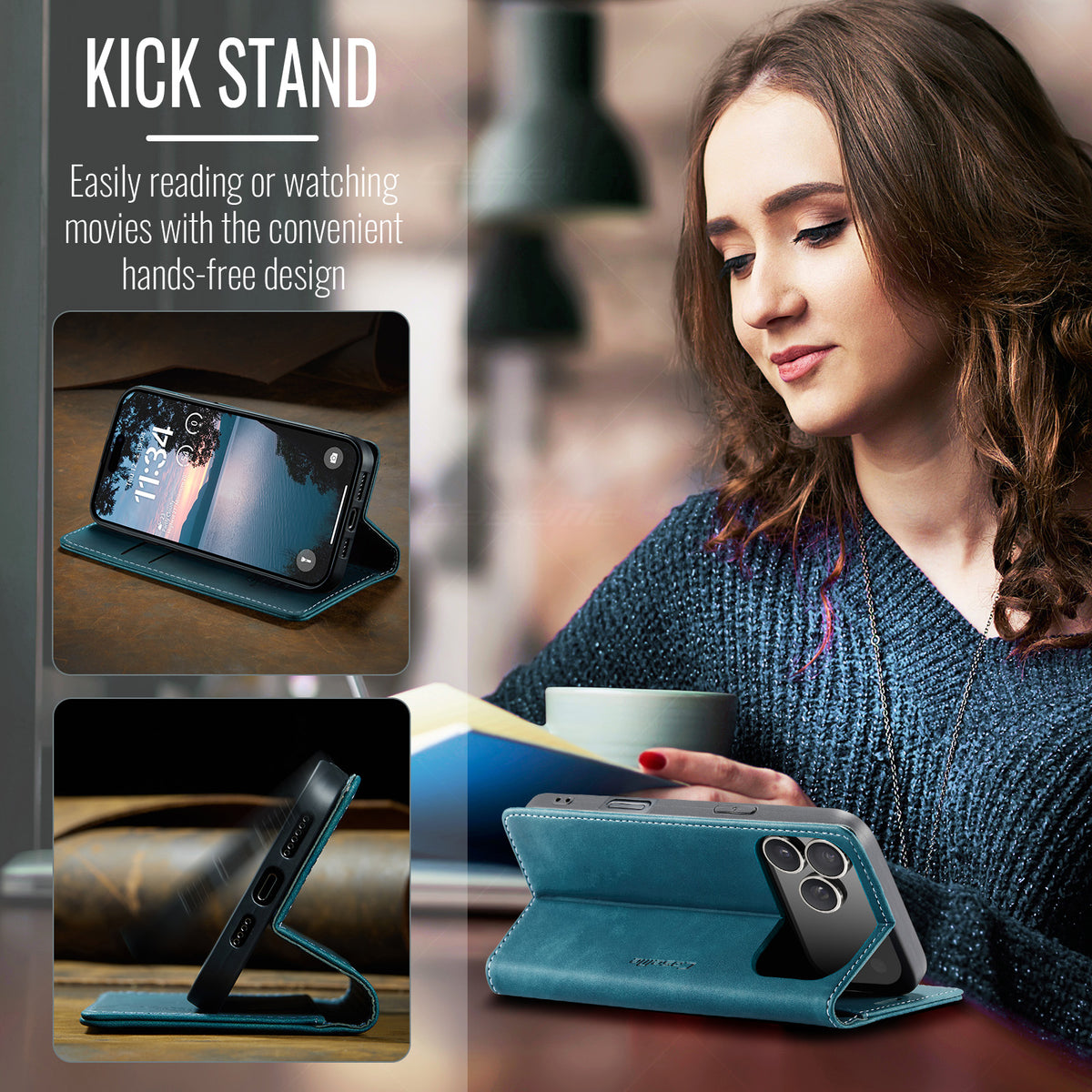 CASEME For iPhone 18 Pro Max / 17 Pro Max Wallet Case  013 Series PU Leather Phone Cover Stand