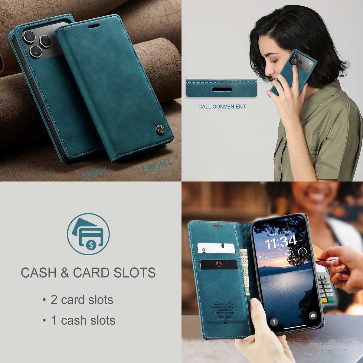 CASEME For iPhone 18 Pro Max / 17 Pro Max Wallet Case  013 Series PU Leather Phone Cover Stand