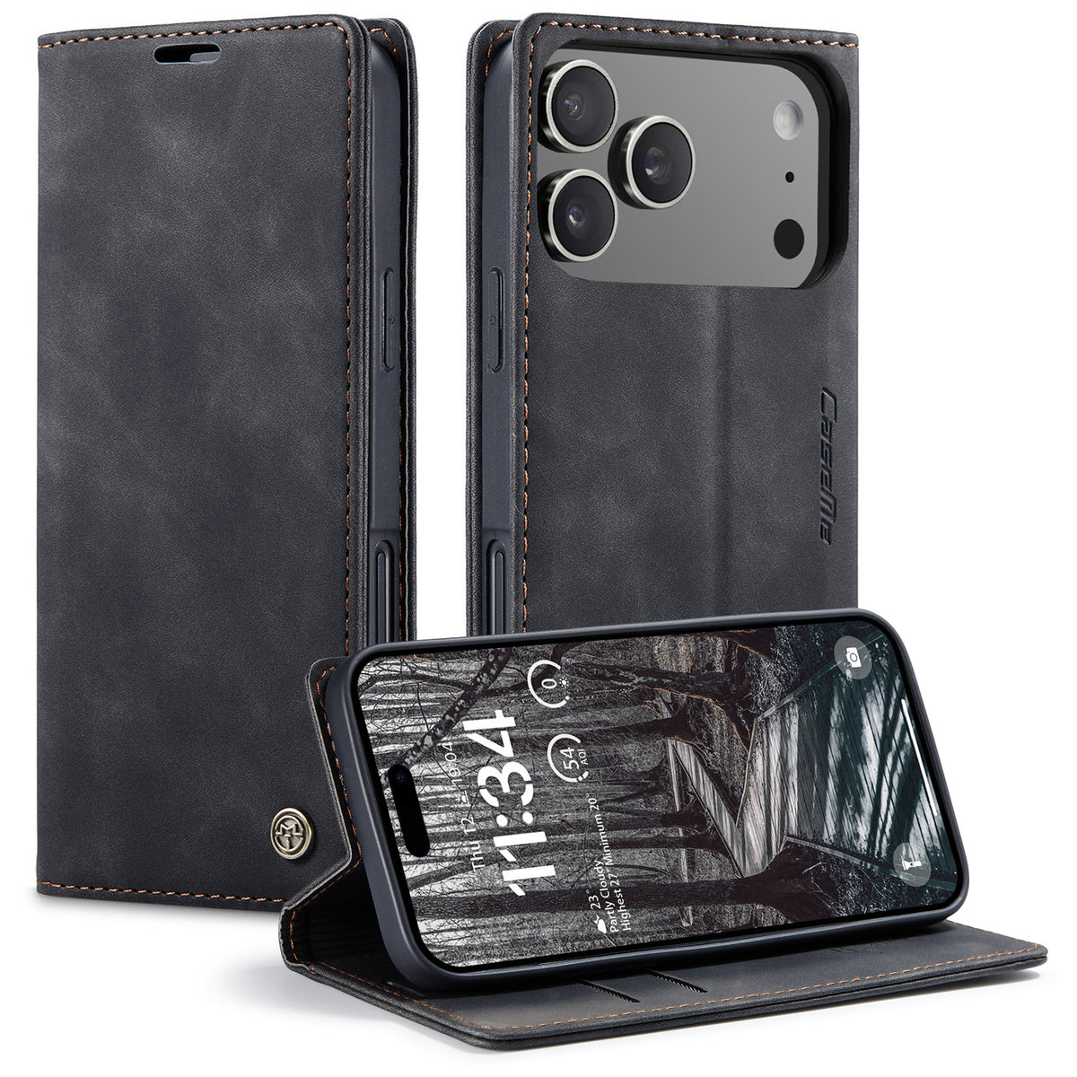 CASEME For iPhone 18 Pro Max / 17 Pro Max Wallet Case  013 Series PU Leather Phone Cover Stand