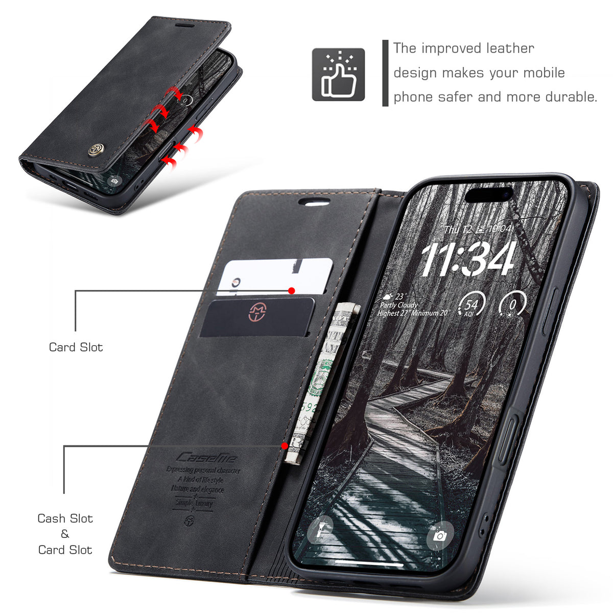 CASEME 013 iPhone 18 Pro Max / 17 Pro Max Plånboksfodral - Svart