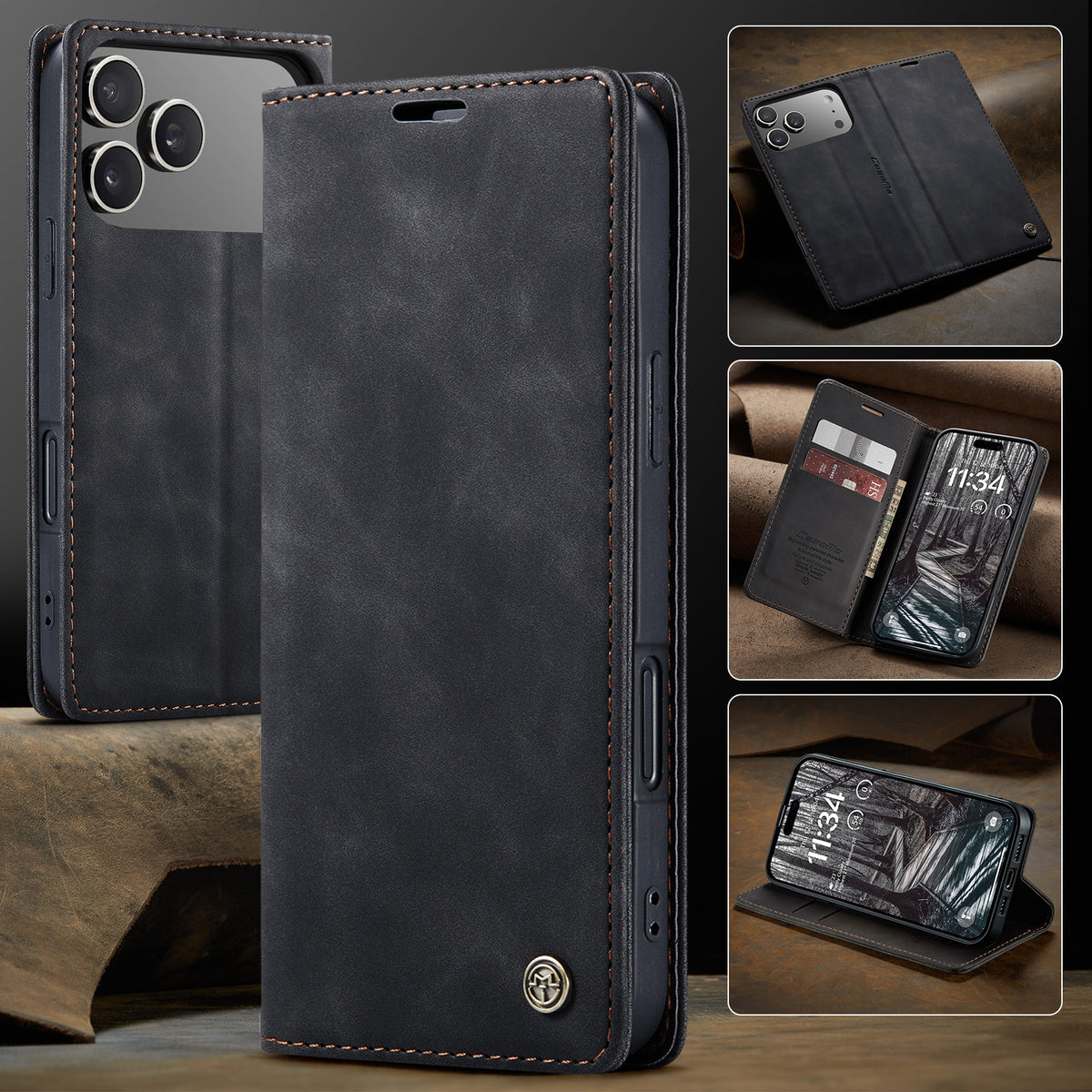 CASEME 013 iPhone 18 Pro Max / 17 Pro Max Plånboksfodral - Svart