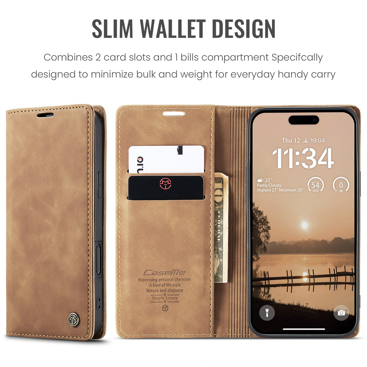 CASEME 013 iPhone 18 Pro Max / 17 Pro Max Plånboksfodral - Brun