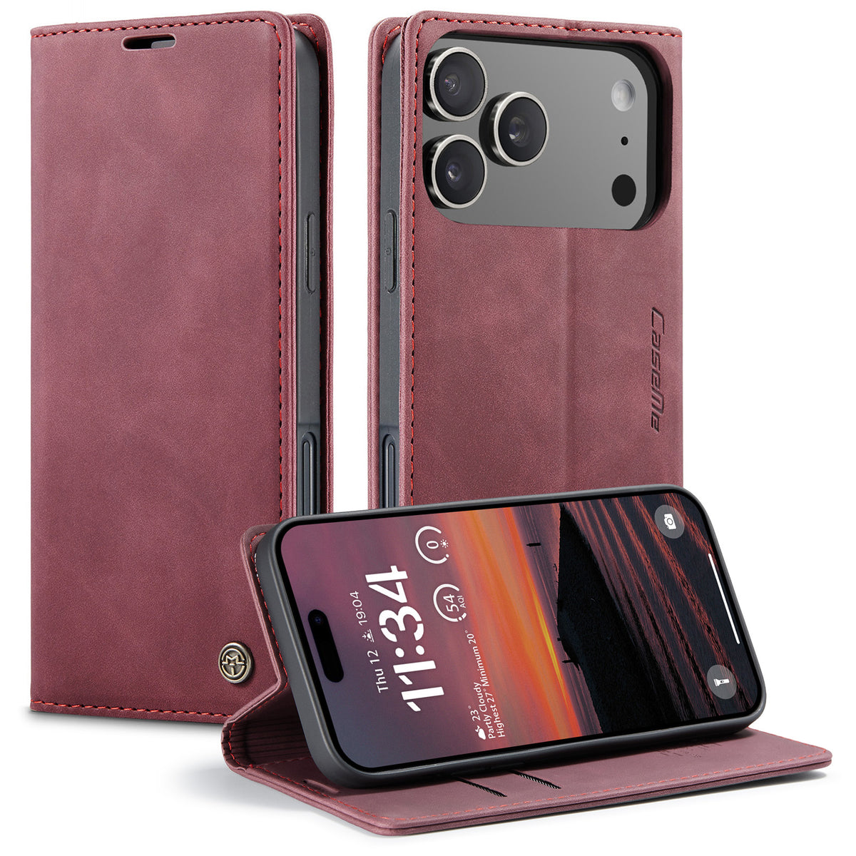 CASEME For iPhone 18 Pro Max / 17 Pro Max Wallet Case  013 Series PU Leather Phone Cover Stand