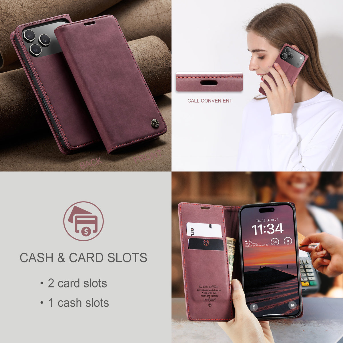 CASEME 013 iPhone 18 Pro Max / 17 Pro Max Plånboksfodral - Röd