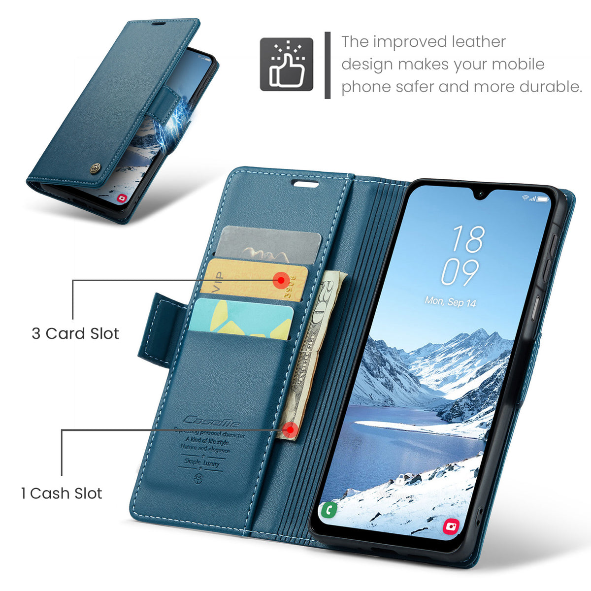 CASEME För Samsung Galaxy A18 5G / A18 4G / A17 5G / A17 4G Skal 023 Serien RFID-blockerande Glansigt Stativ mobilskal