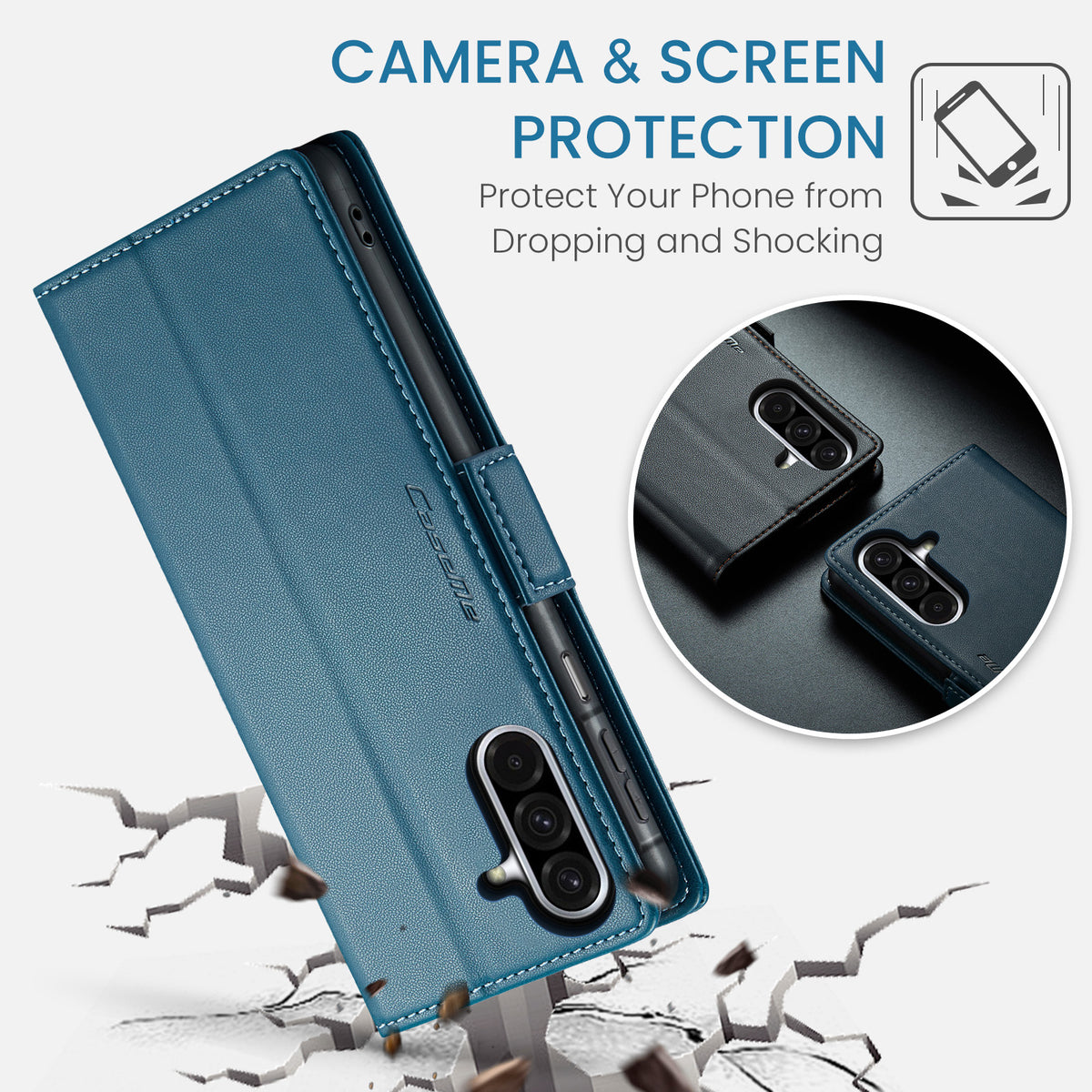CASEME För Samsung Galaxy A18 5G / A18 4G / A17 5G / A17 4G Skal 023 Serien RFID-blockerande Glansigt Stativ mobilskal