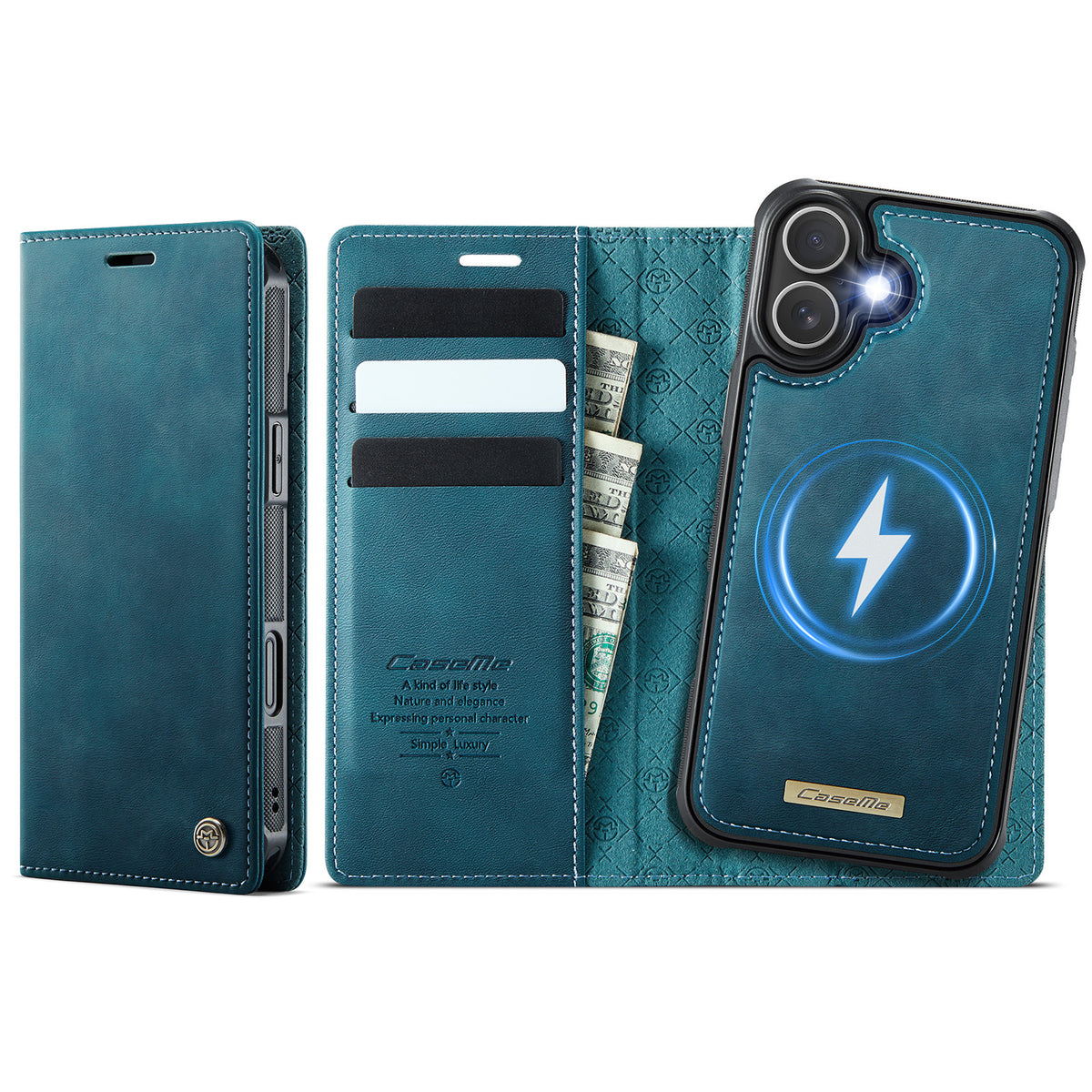 CASEME For iPhone 17 Case  C49 Compatible with MagSafe RFID Blocking Detachable Wallet Leather Phone Cover