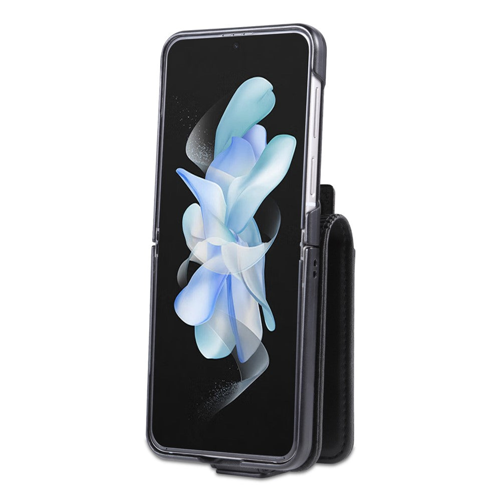 AZNS-mobilcover i PU-læder med magnetisk lukning til Samsung Galaxy Z Flip4 5G, stødsikkert cover med koskindstekstur, folioetui med kortplads