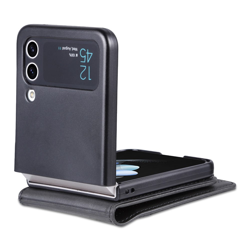 AZNS-mobilcover i PU-læder med magnetisk lukning til Samsung Galaxy Z Flip4 5G, stødsikkert cover med koskindstekstur, folioetui med kortplads