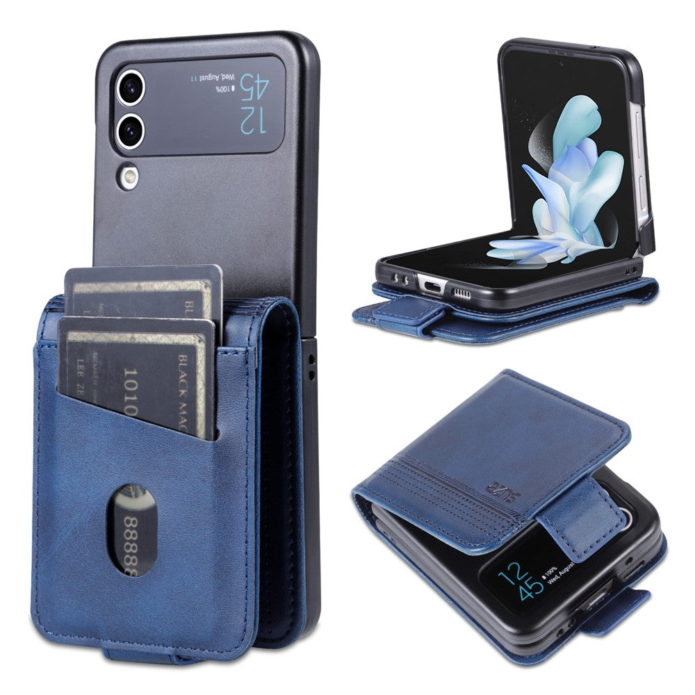 AZNS-mobilcover i PU-læder med magnetisk lukning til Samsung Galaxy Z Flip4 5G, stødsikkert cover med koskindstekstur, folioetui med kortplads