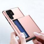 AMORUS For Samsung Galaxy S25 Ultra Case with Sliding Card Holder PC TPU Phone Back Cover