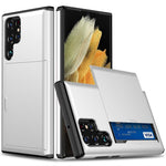 AMORUS For Samsung Galaxy S25 Ultra Case with Sliding Card Holder PC TPU Phone Back Cover
