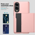AMORUS til Samsung Galaxy S25 Edge cover med skydende kortholder PC TPU telefonbagside