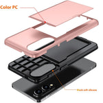 AMORUS til Samsung Galaxy S25 Edge cover med skydende kortholder PC TPU telefonbagside