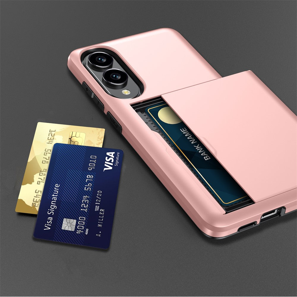 AMORUS til Samsung Galaxy S25 Edge cover med skydende kortholder PC TPU telefonbagside